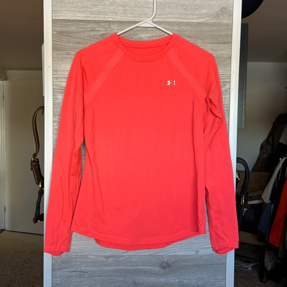 Under Armour Hot Coral Long Sleeve Fitted Cool Weather Shirt